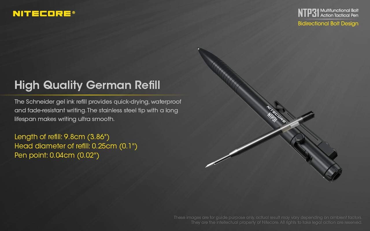 Nitecore NTP31 Aluminum Multifunctional Bolt Action Design Tactical Pen