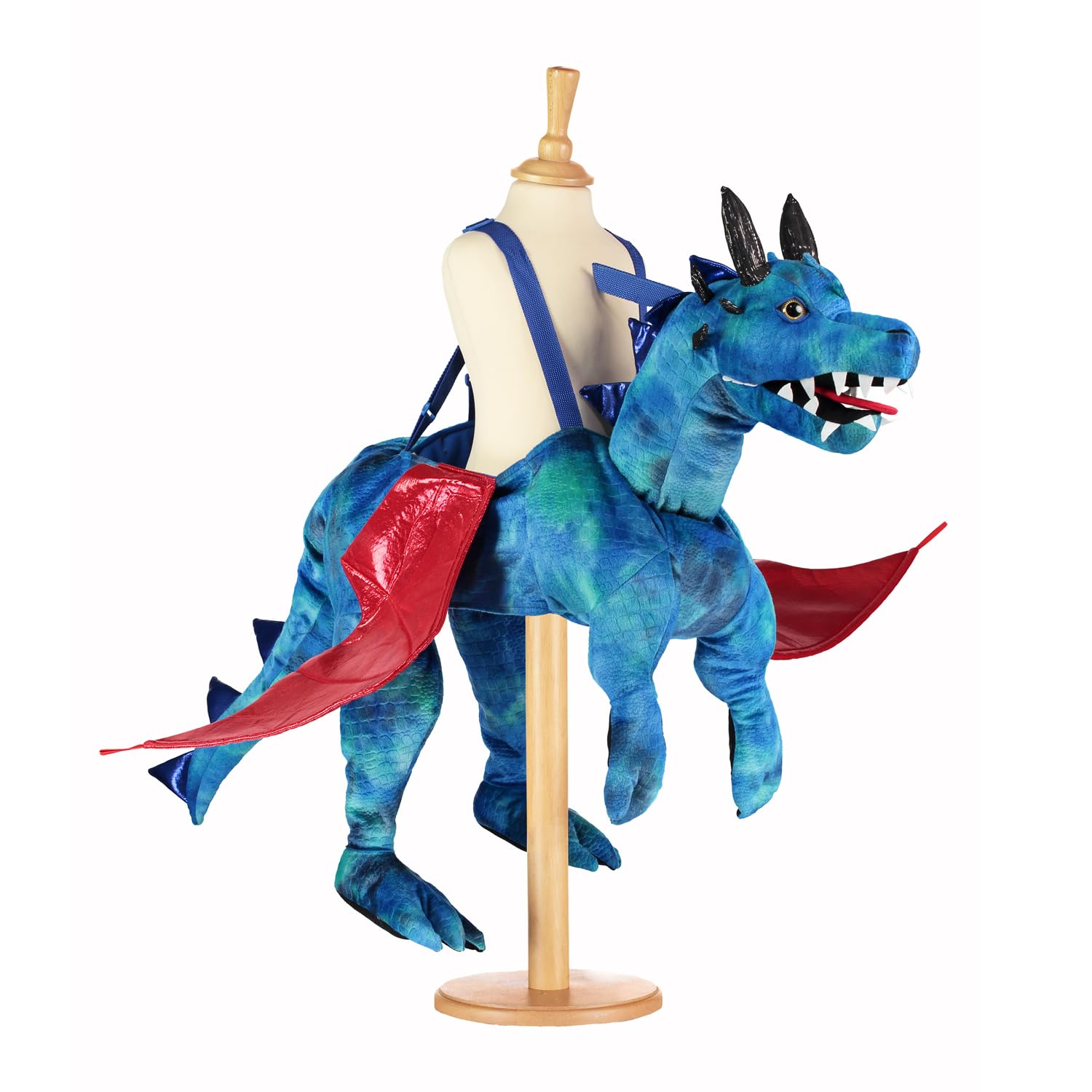 amscan RDR Dragon Ride-On kostium, chłopcy, dziewczęta, niebieski/zielony, dziecko 3 lata