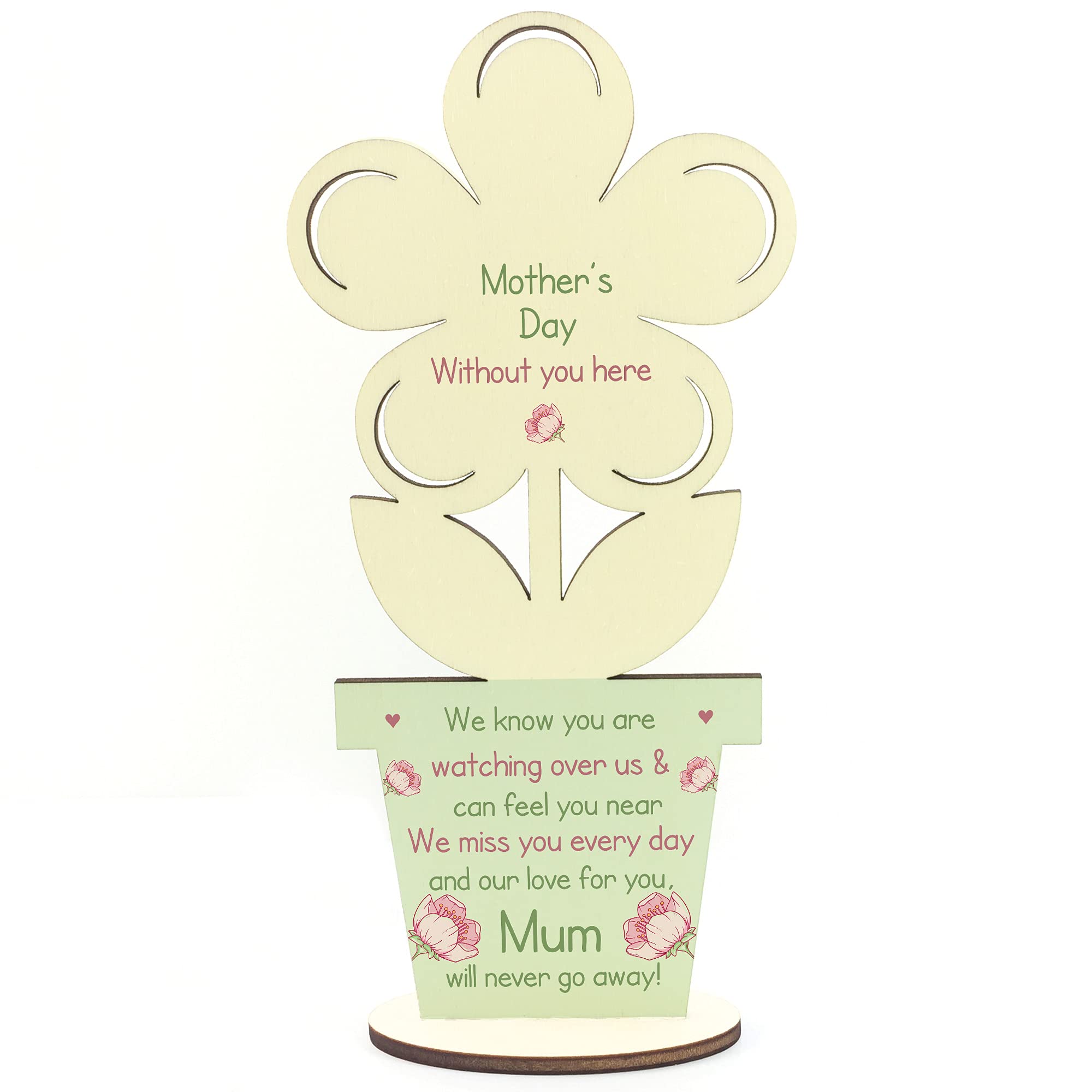 Red Ocean Multicolor Mothers Day Memorial Gift For Mum Wooden Flower In Memory Plaque For Mum