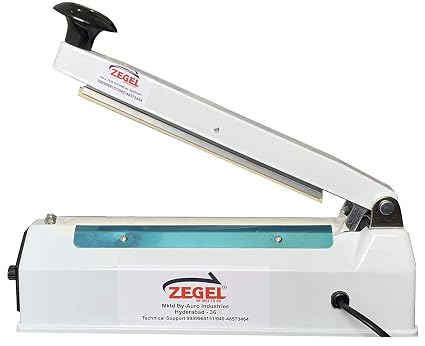 Zegel Hand Sealing Machine with Long Handle for Plastic Packaging (8-inch Blue/White)