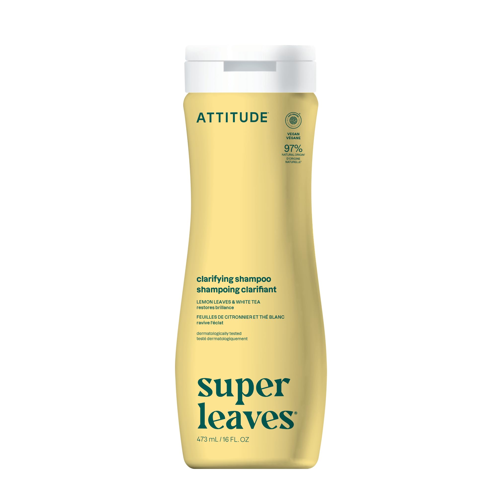 Clarifying Hair Shampoo, EWG Verified, Restores Shine, Naturally Derived Ingredients, Vegan and Plant Based, Lemon Leaves and White Tea, 473 mL