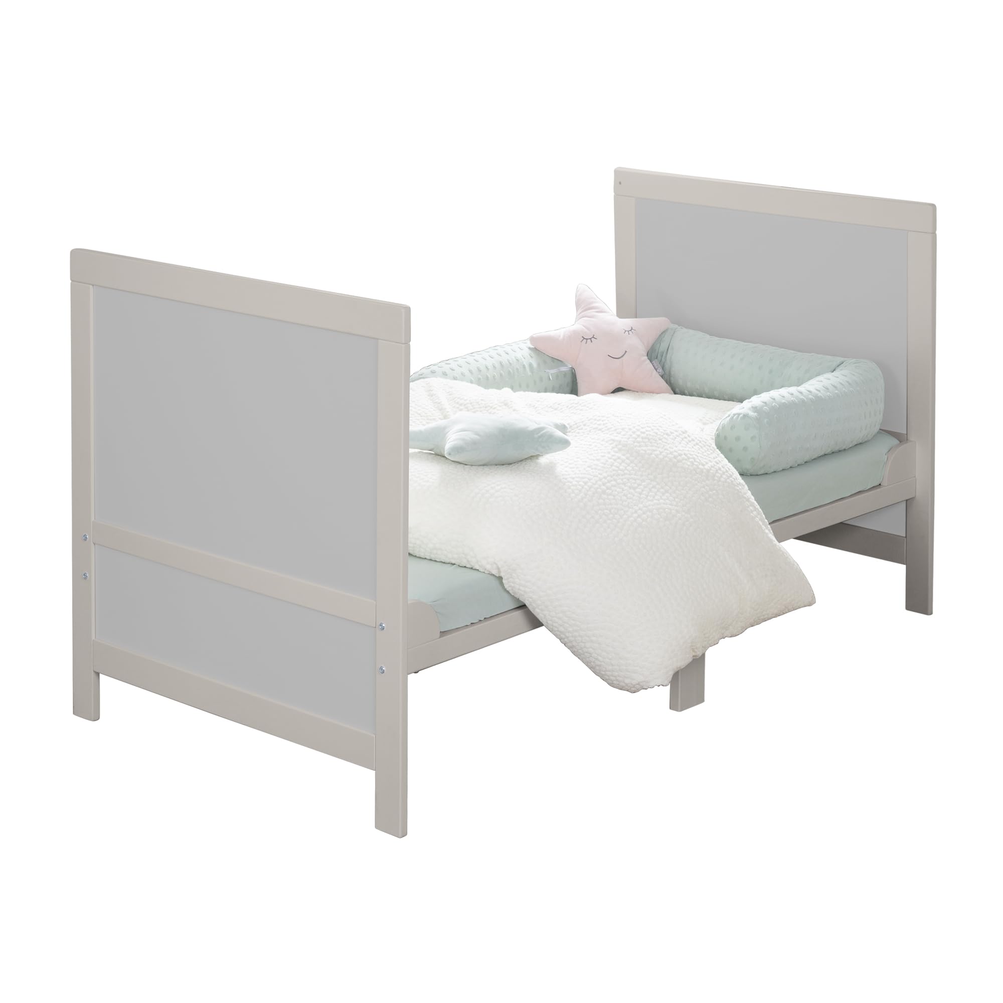 roba Lettino Trasformabile EASY SLEEP - 70 x 140 cm - Elementi Convertibili Inclusi - Montaggio Rapido - Resistente e Moderno - 3 Altezze - Legno Laccato Grigio Chiaro