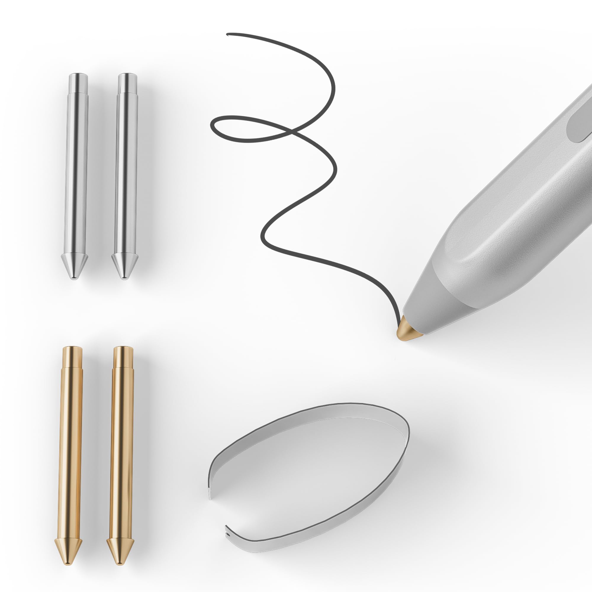 B BIKRUL 4-Pack Titanium Surface Pen Tips, Metallic Surface Pro Pen Nibs Fits for Pro 5(Model 1776)