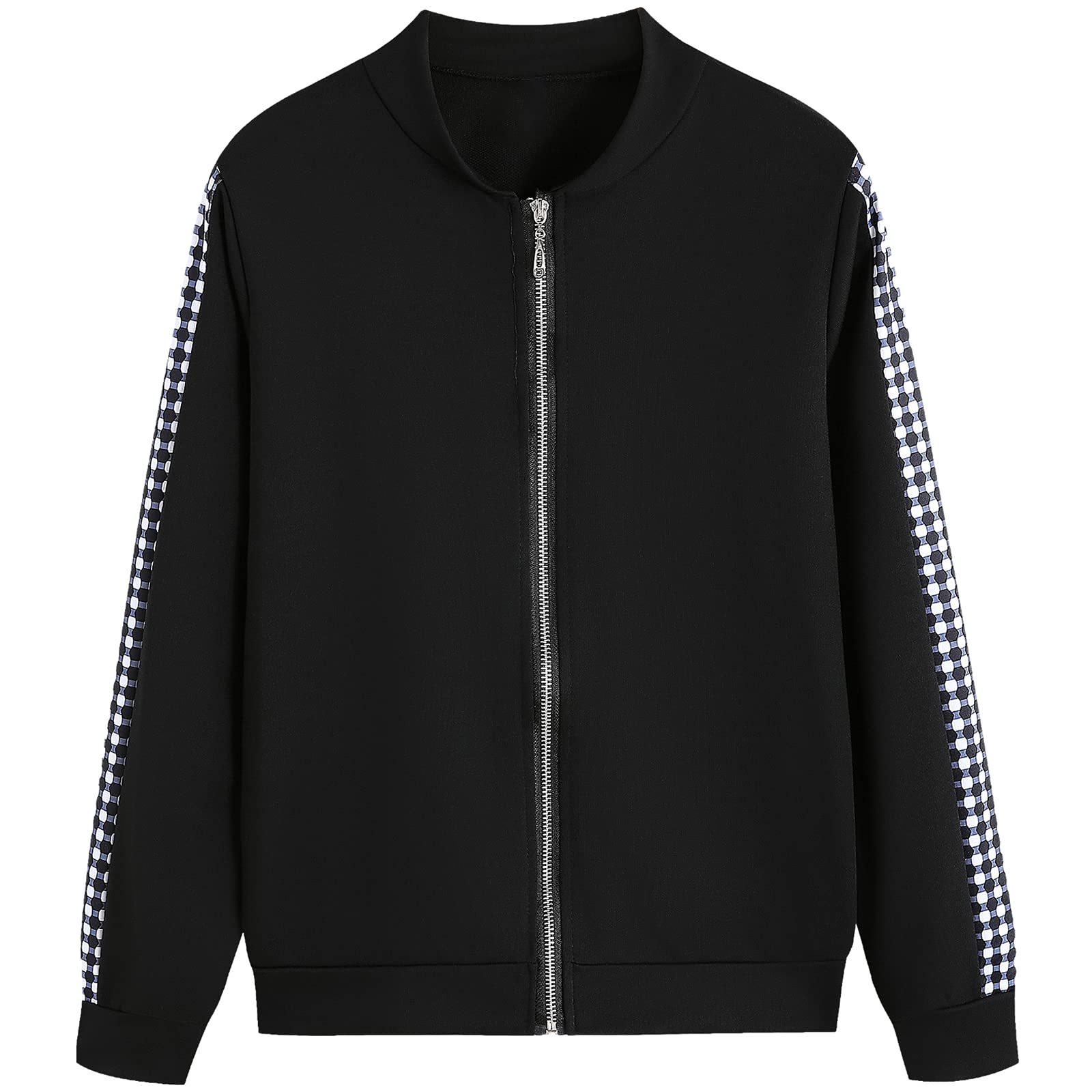 amropi Tuta da donna in 2 pezzi, con felpa con cappuccio e pantaloni da jogging, Plaid nero., X-Large