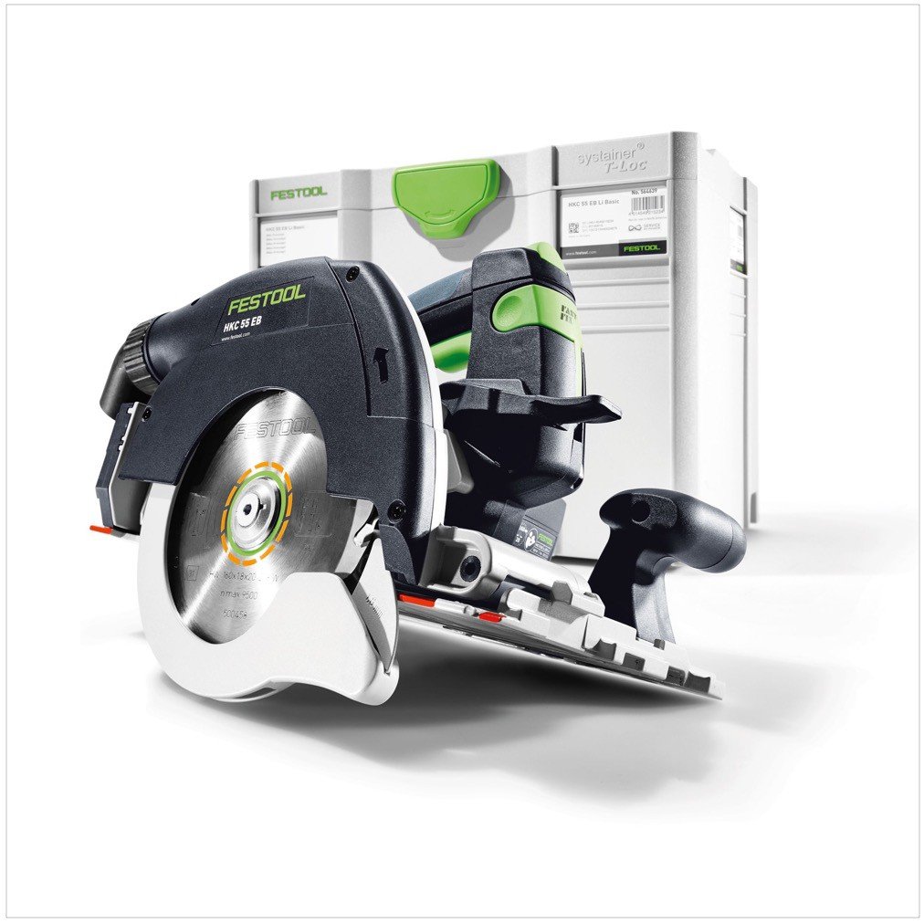 Scie circulaire à capot basculant sans fil HKC 55 Li EB-Basic - Festool