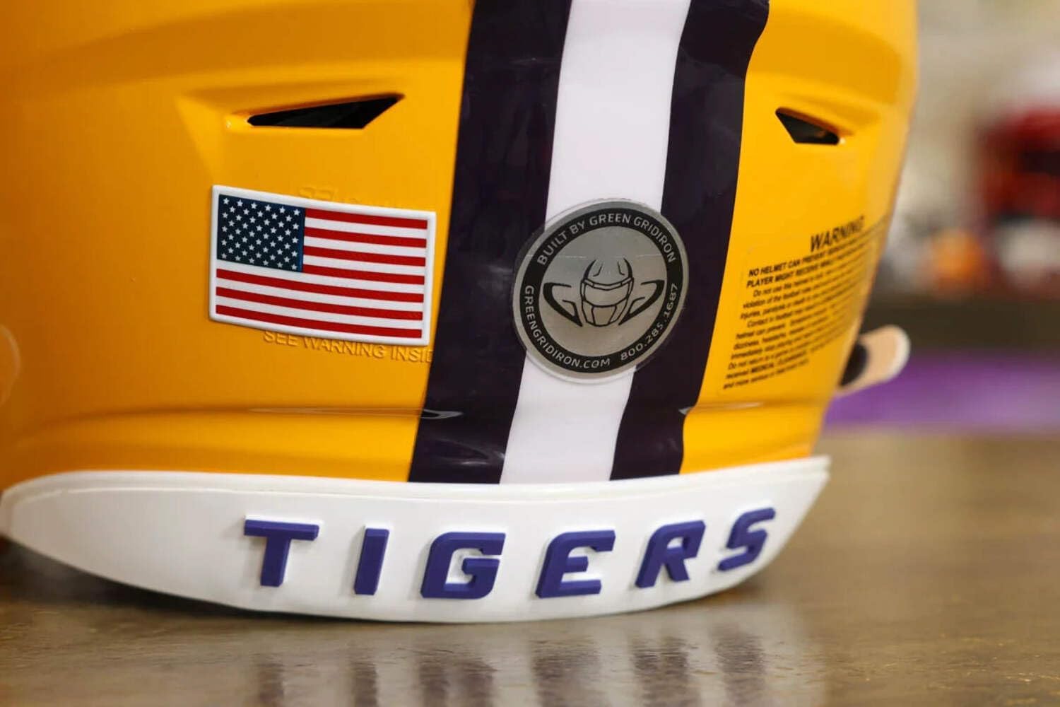 LSU Collectible SpeedFlex Helmet - GG Special Edition - with Free USA Flag Decal - Perfect for Sports Fans and Collectors - Green Gridiron