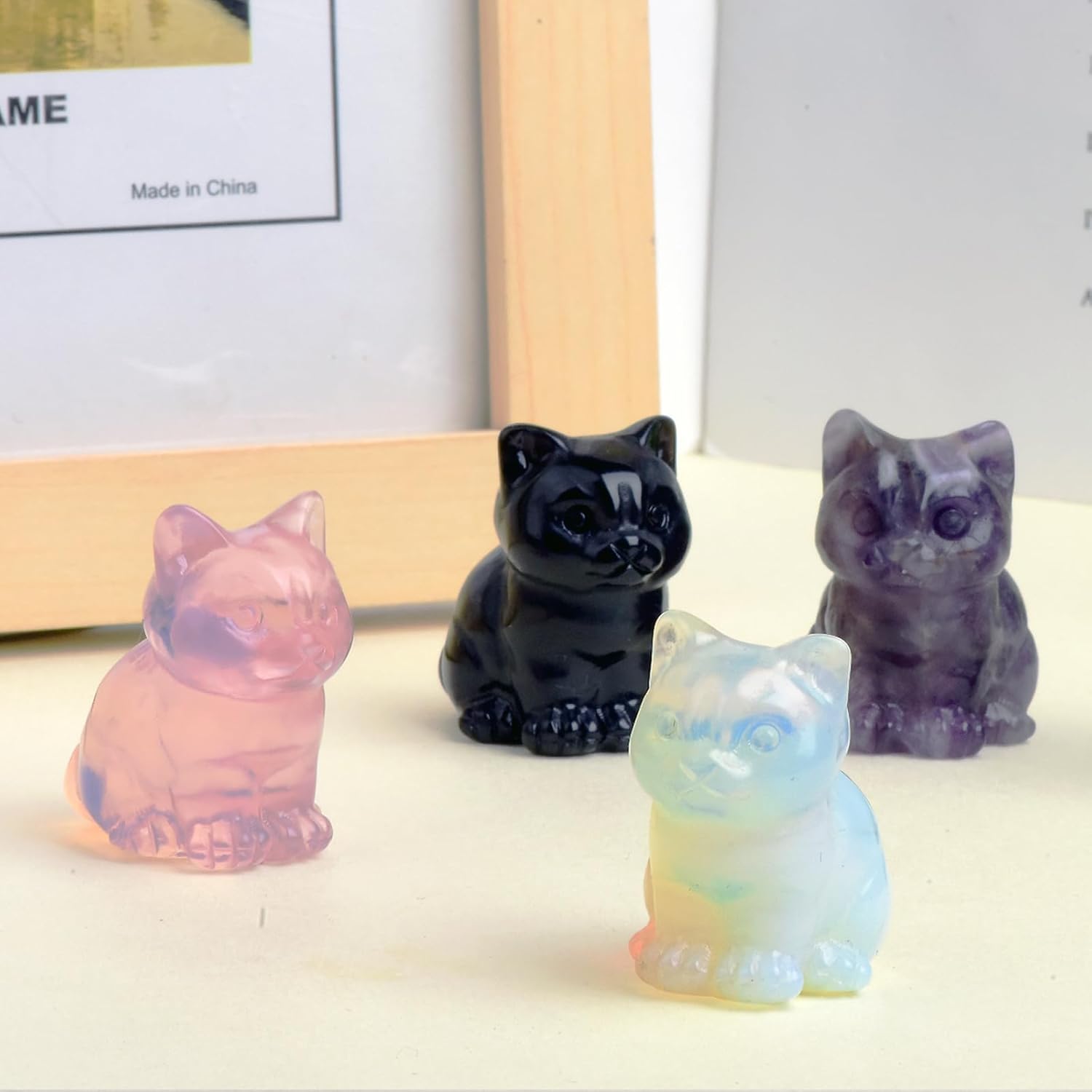 Black Obsidian Cat Crystal Statues, Healing Crystal Kitty Figurine Decorations, Black Cat Gift Lucky Cute Kitten Figurines, Handcrafted Crystal Figurine for Home Décor and Spiritual Protection - Image 4