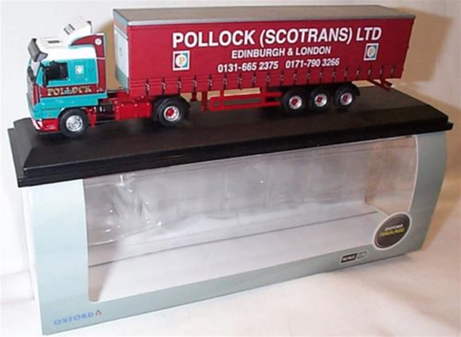 oxford scania 143 40ft pollock curtainside lorry 1.76 scale diecast model