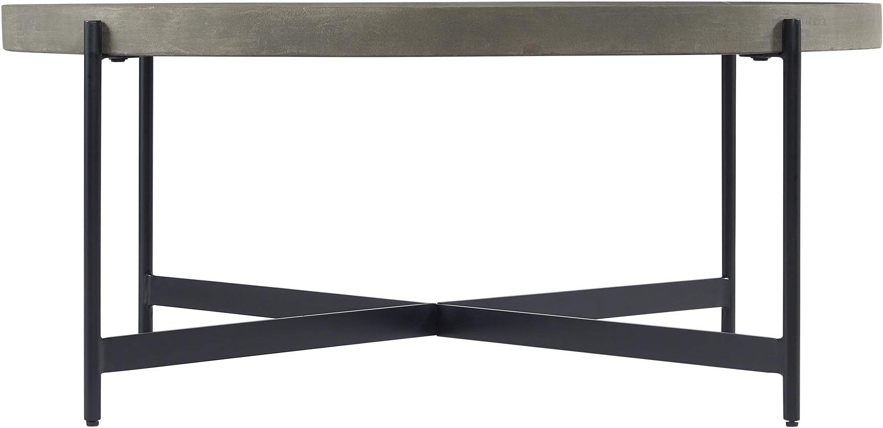 Alaterre FurnitureBrookline 42" Round Wood with Concrete-Coating Coffee Table