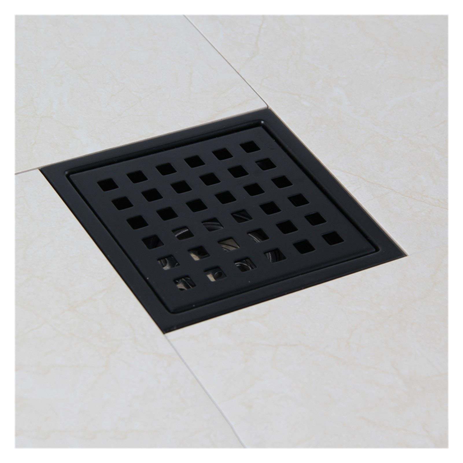 Desagüe de Suelo de Acero Inoxidable Negro de Acero Inoxidable 304 de desagüe de Ducha Baño Pavimento del azulejo de Drenaje plaquita Cuadrada Anti-Olor Basura del Piso Rejillas 110-300MM (Color : Gr