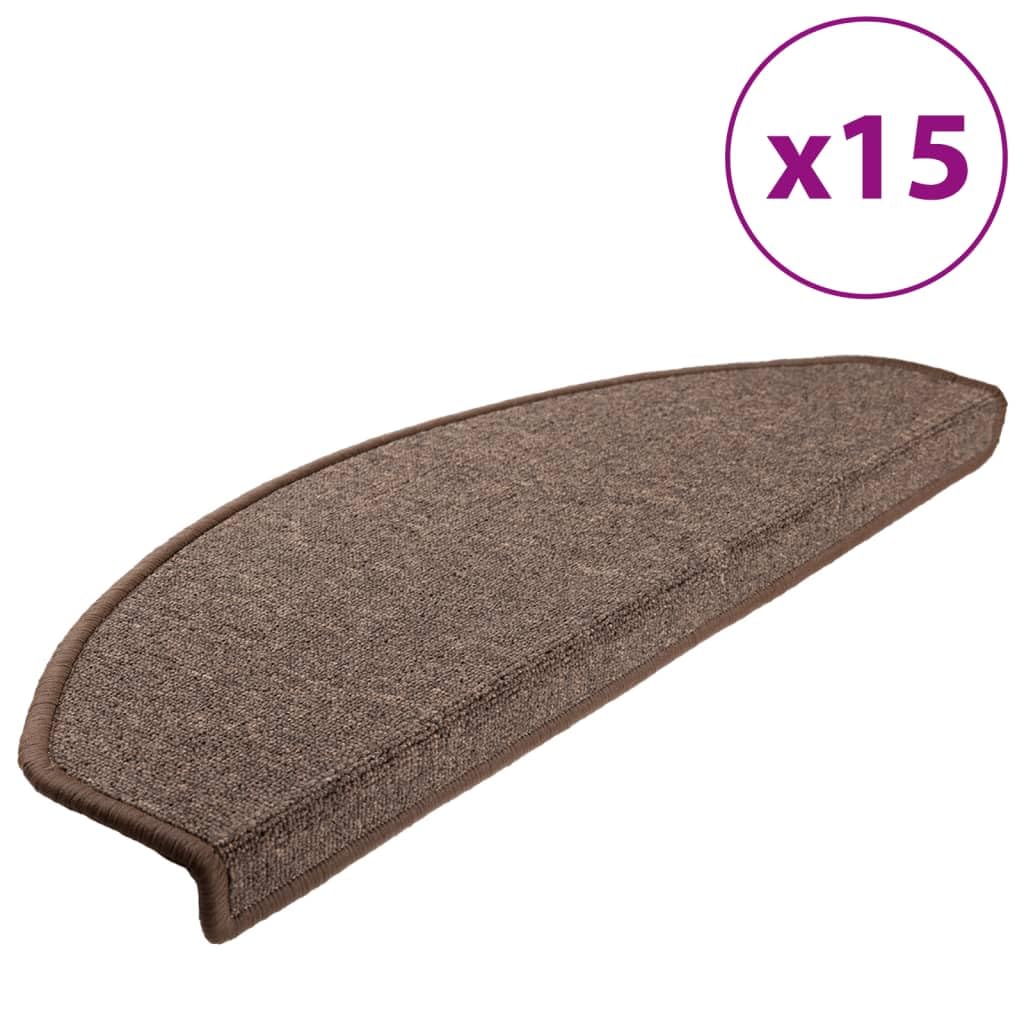 Juego de 15 alfombrillas semicirculares para escalones, 56 x 17 x 3 cm, color antracita, juego de 15 unidades, de polipropileno, antideslizantes y amortiguadoras de ruido, 15 unidades, color