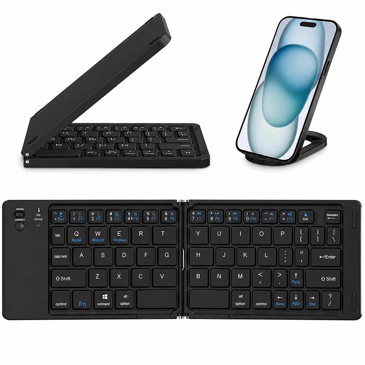 Tobo MiniFold Foldable Bluetooth Keyboard, Ultra Portable 66-Key Wireless Keyboard, Bluetooth 5.0, Rechargeable Battery, Type-C Charging, 150mAh Battery, for Windows, Android,Laptops TD-B028B-image-44