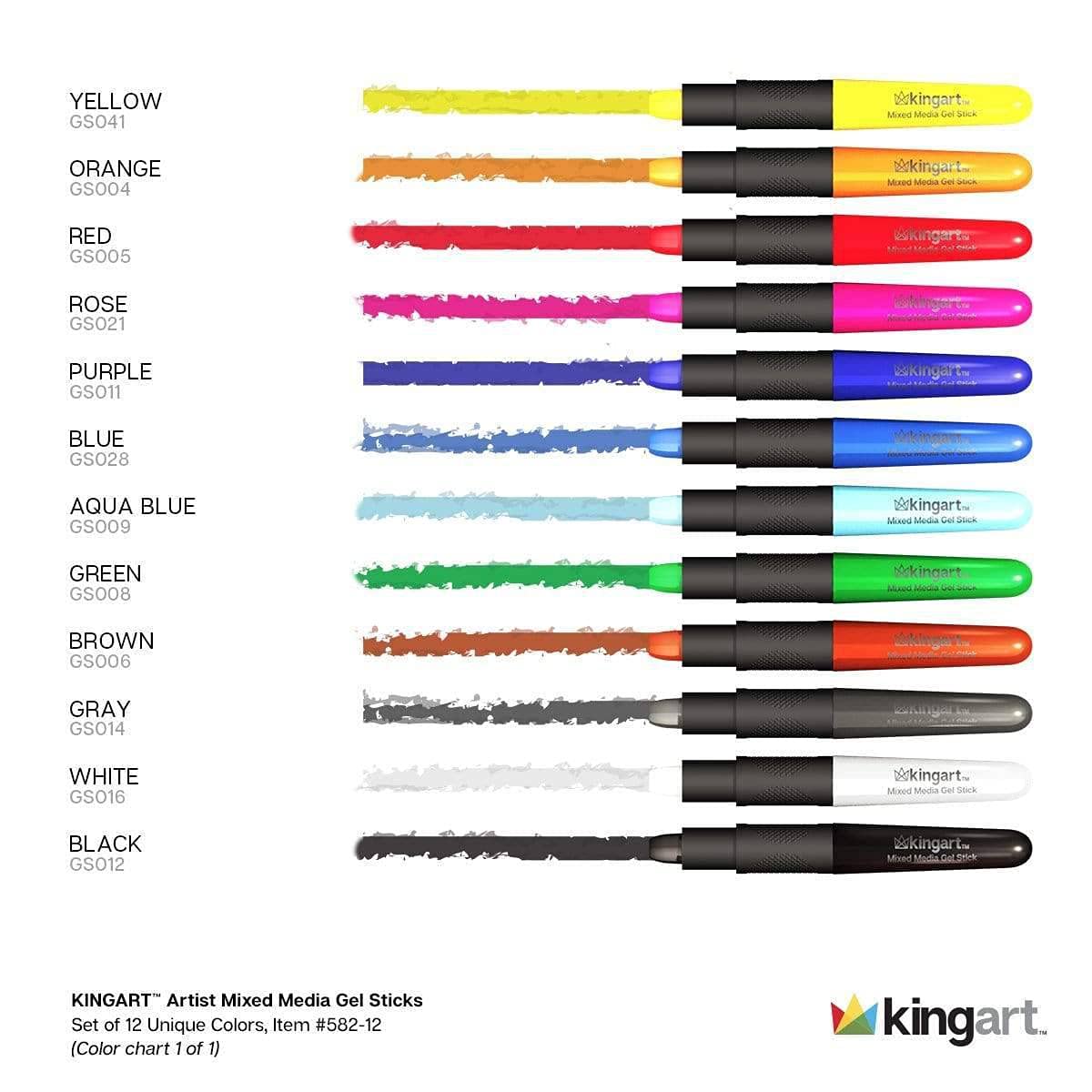 KINGART Stick Gel Crayons, Primary 12 Piece