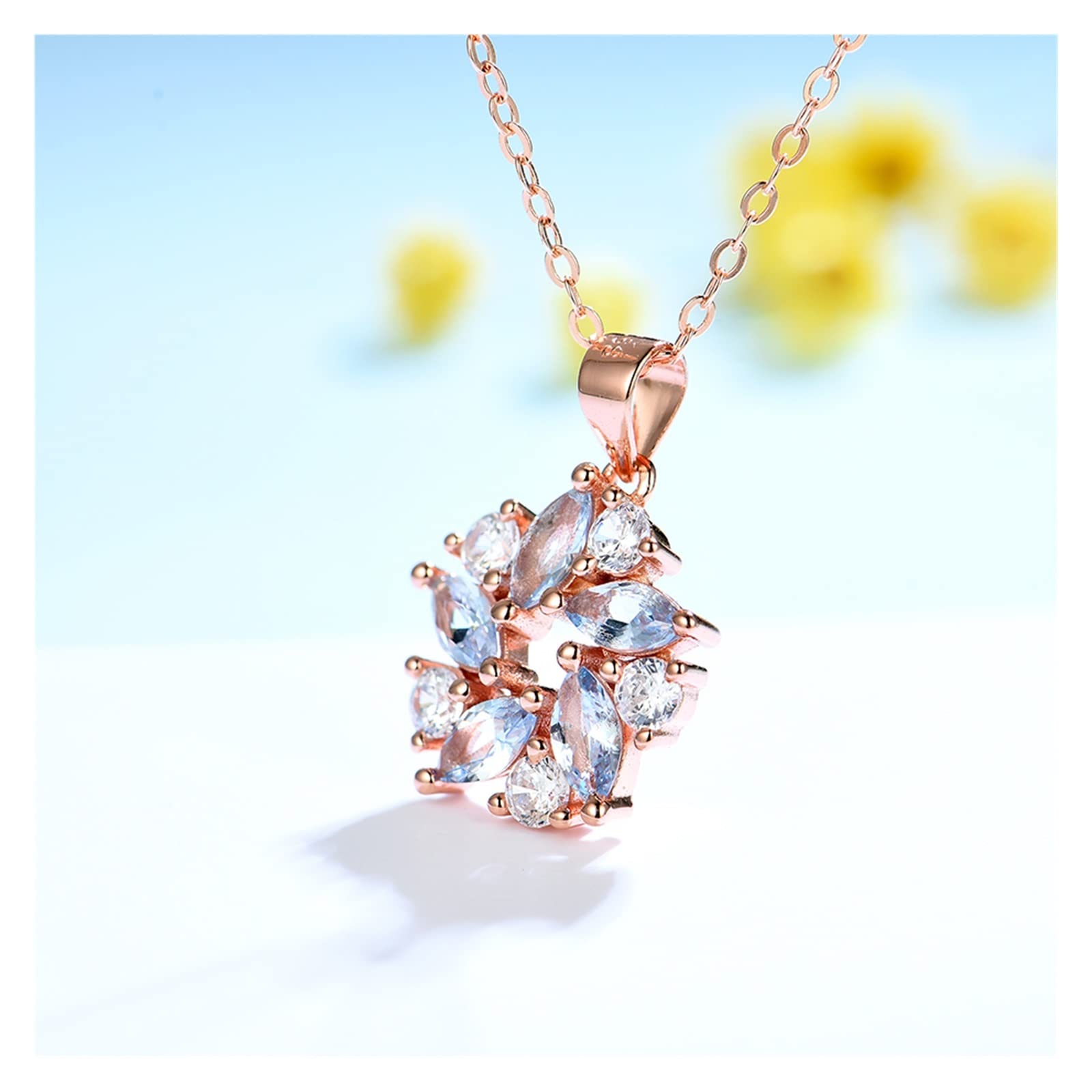Collane con pietre preziose topazio marchese Ciondolo in argento sterling 925 massiccio for fidanzamento Promessa Ilarità Collane da donna