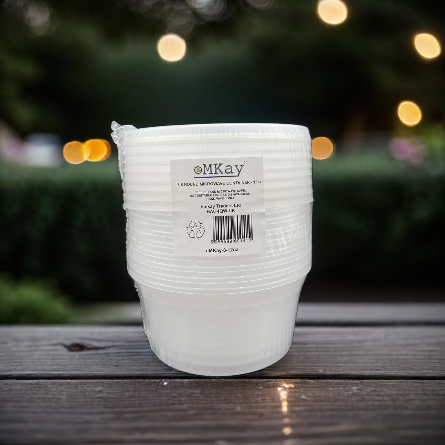eMKay® 12oz Pack of 8 Round Plastic Containers with Lids - Food Storage Containers for Meal Prep - Reusable and Leakproof, Microwave and Freezer Safe Food Storage Tubs (12oz - 355ml)