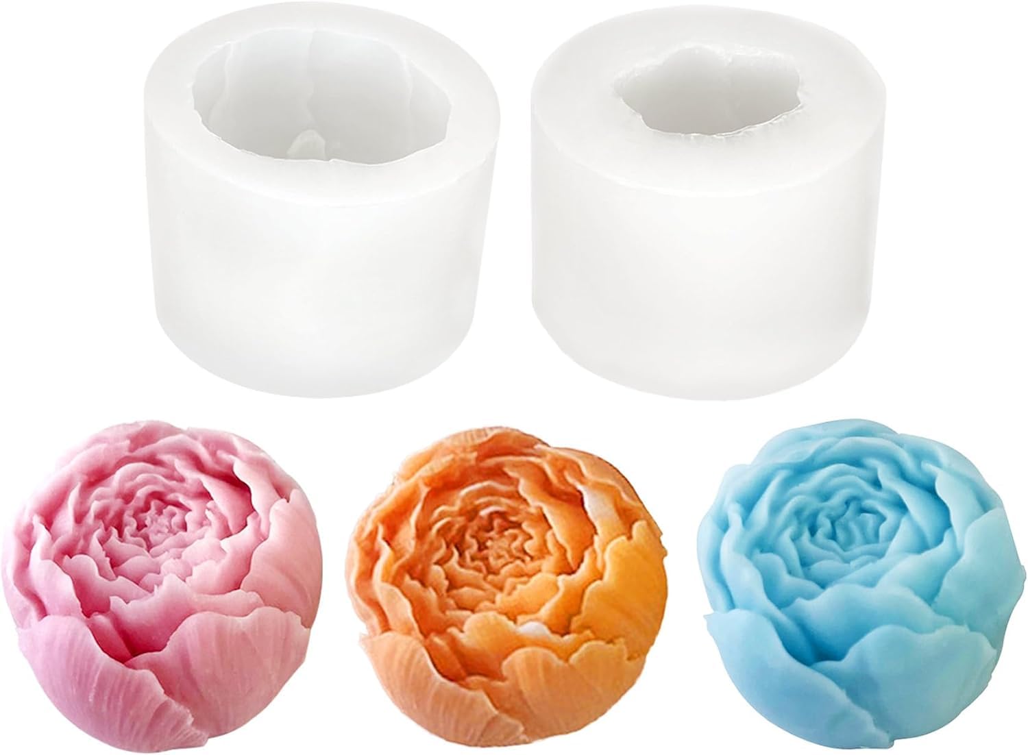 Skytail 2 Pcs 3D Rose bud Flower Silicone Candle Mould For Making Scented Candle Waxmelts Aromatherapy Clay Craft Rose Soap Bath Bomb Resin Casting Home Decoration Chocolate Baking Cakes Candy Muffin Cupcake Dessert Mold-image-7