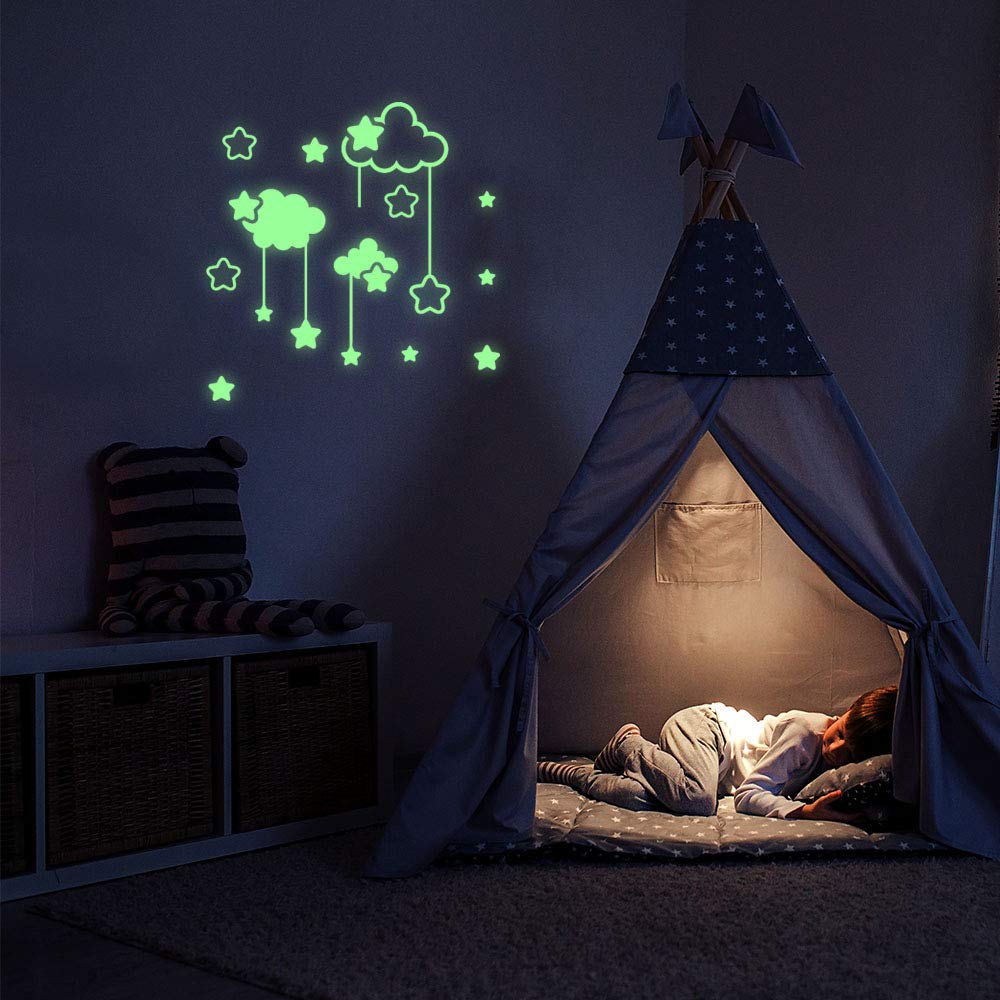 Glow in The Dark Wall Sticker Clouds and Stars - 30 x 30cm, Fantasy Cloud, 30 x 30 cm - Image 3