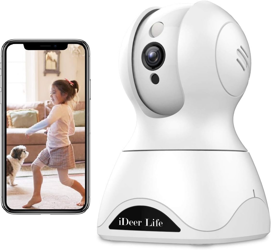 IDEER LIFE Wireless IP Camera, 1536P HD Home Security Camera, available for A.lexa, 3MP WiFi Pet Baby Monitor 360° Viewing 8X Zoom, Two-way Audio, Motion Detection, Night Vision