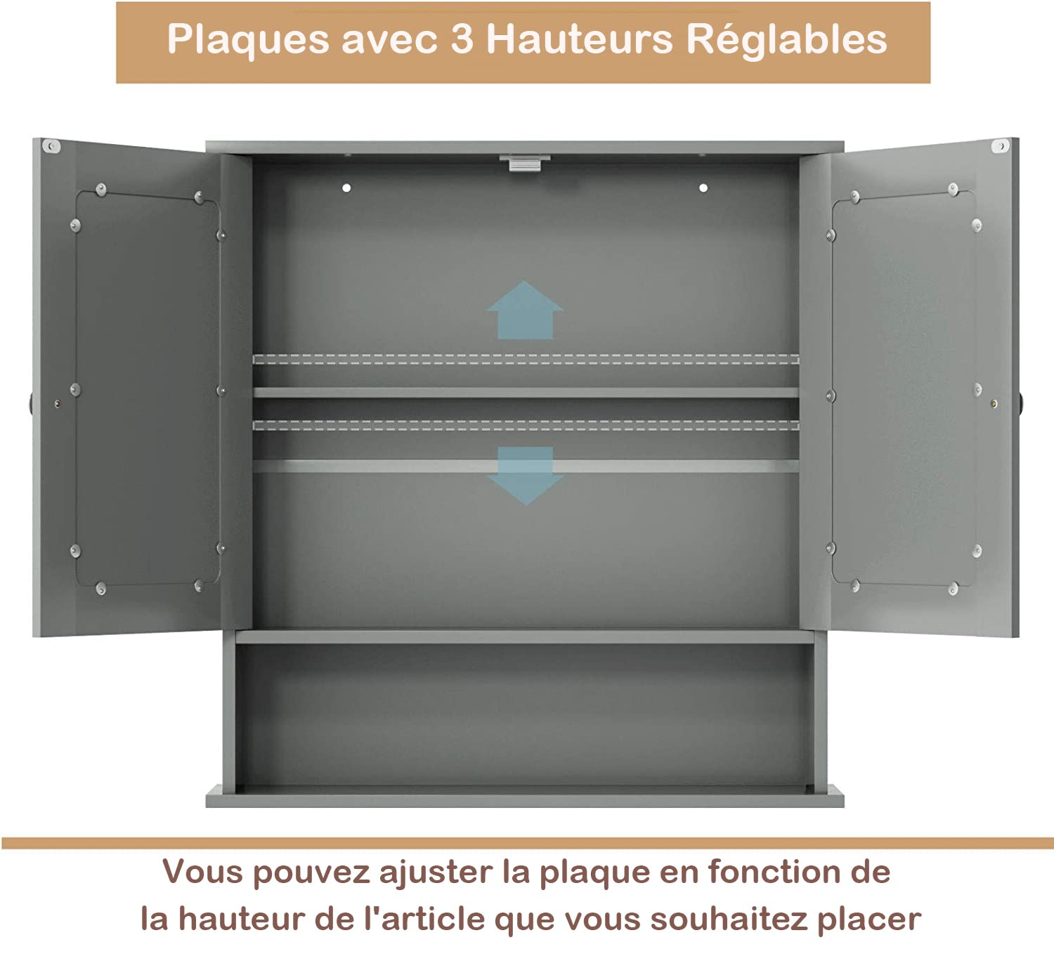 RELAX4LIFE Meuble de Salle de Bain Mural avec Étagère 3 Niveaux à L