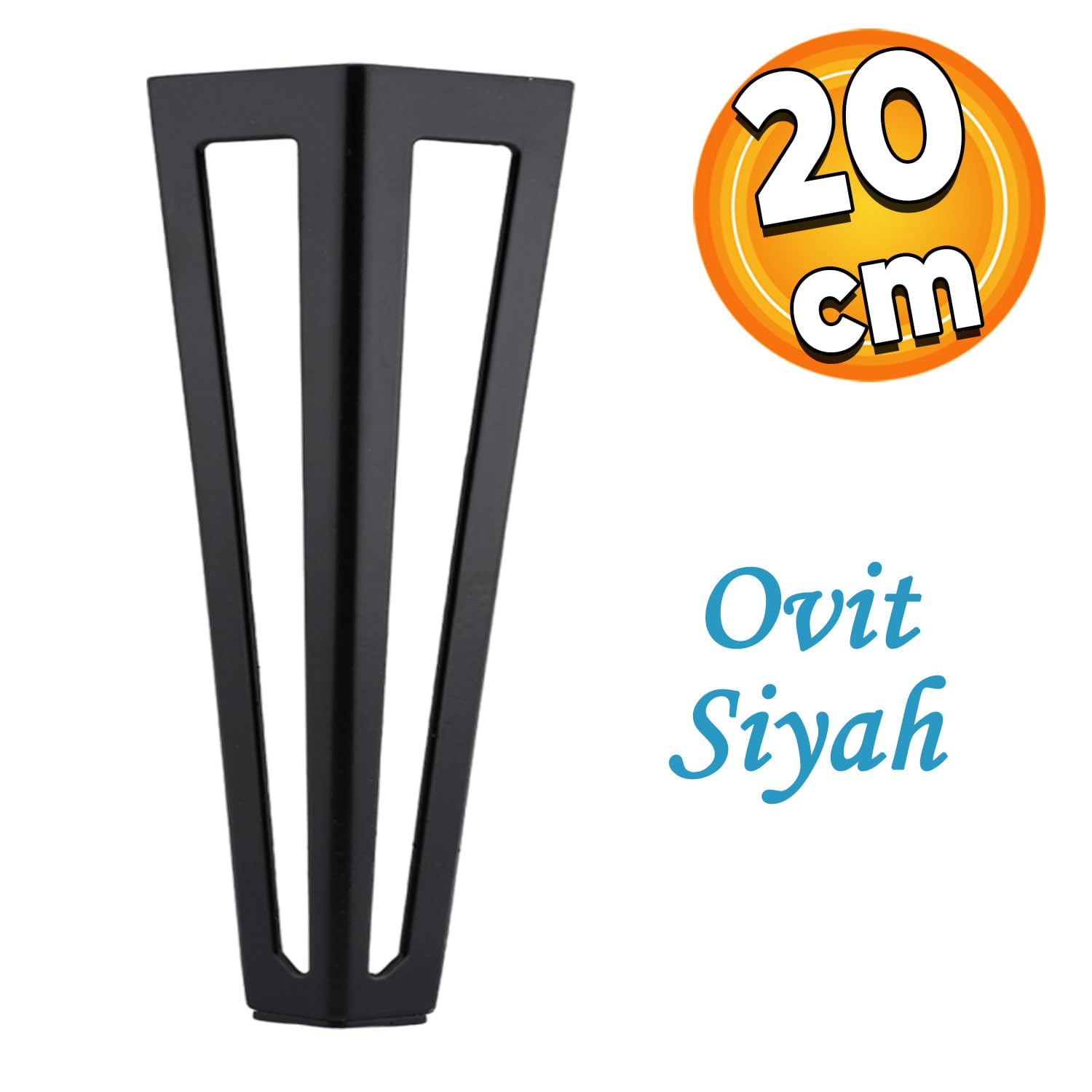 Badem10 Ovit Koltuk Baza Sehpa Masa Ayağı Metal Ayak 20 Cm Siyah