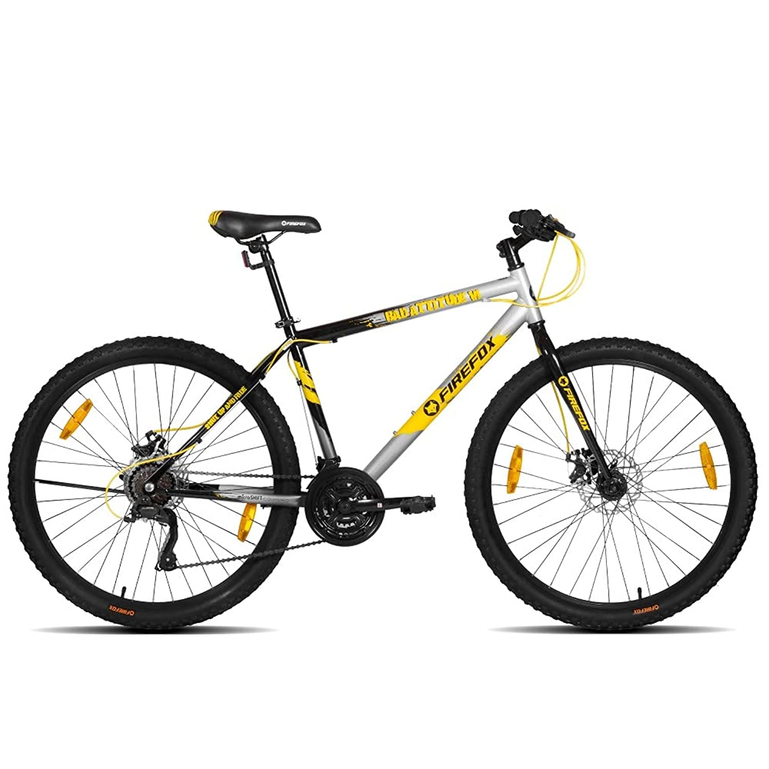 Firefox Bikes Bad Attitude 6-27.5T, 21 Speed Mountain Cycle for Above 13 Years Unisex, 18 Inches Frame Steel (Black and Silver)