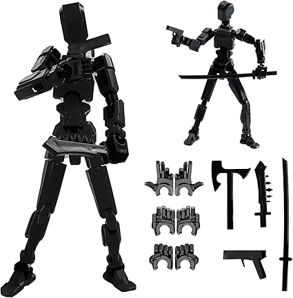 2025 New Assembly Completed-Titan 13 Action Figure, Dummy Robot 13 Action Figures Set, 3D Printed Multi-Jointed Action Figures, Nova 13 Action Figure for Collectors Desktop Decorations(Black)