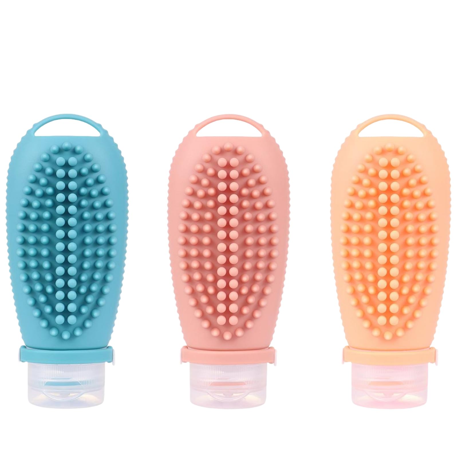 DRAVEN - GG 3 Pcs Travel Bottles for Toiletries, Travel Containers Dispensing Bottle with Brush, Large Capacity Travel Bottles, Leak Proof Squeezable Silicone Tubes for Shampoo Conditioner Lotion Soap
