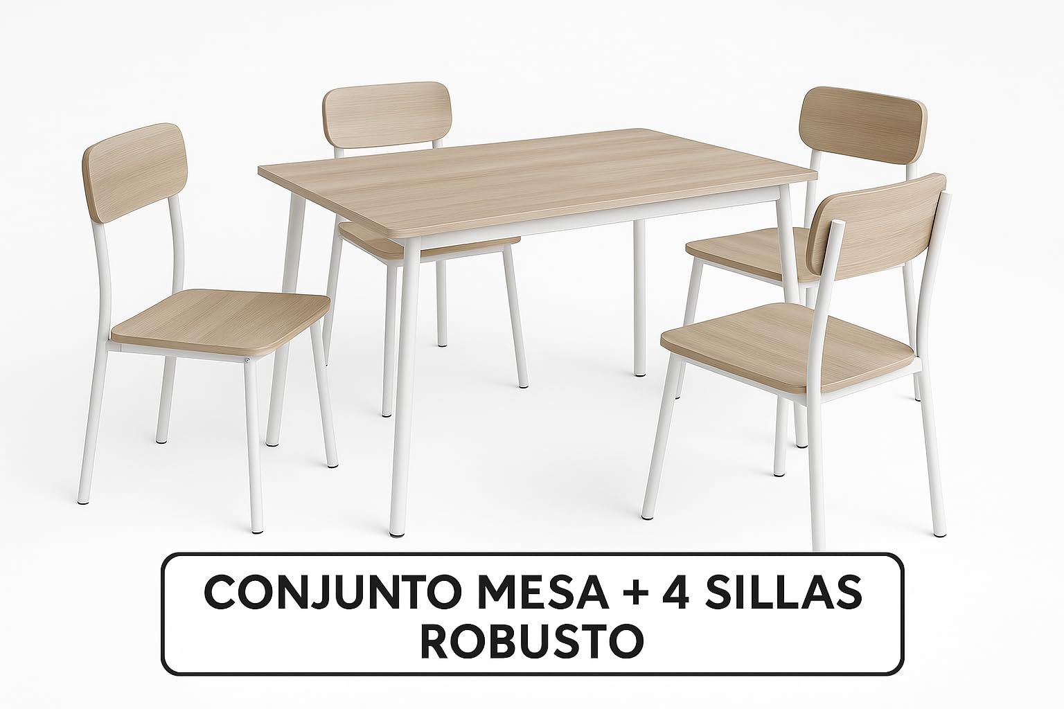 DUPI Table and 4 Chairs Set New XOBE, Made with Metal and MDF, Dining Table, Timeless Style Set (Taupe) 110x70 — view 6