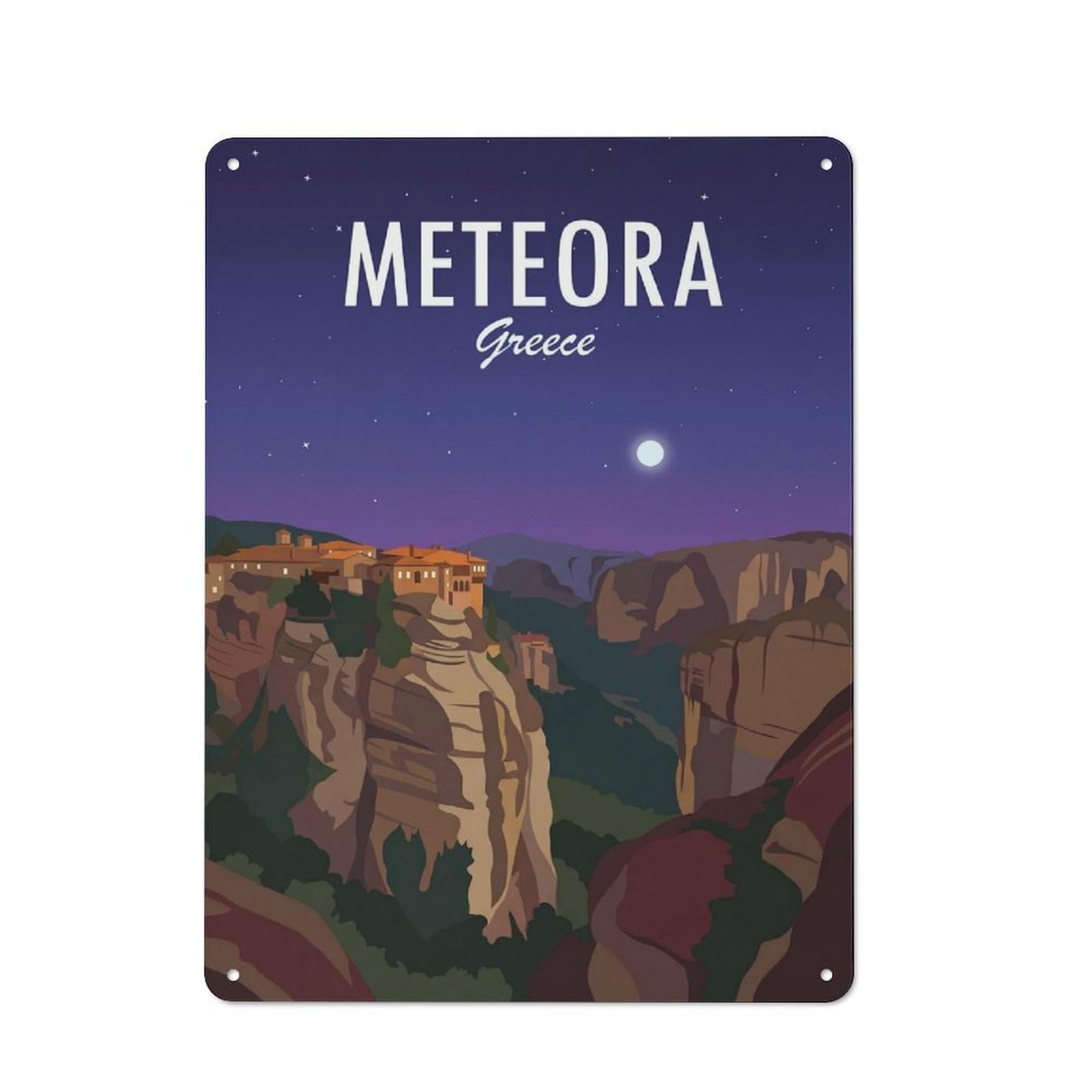 Junmoney Style-24 Meteora Greece Rustic Metal Wall Sign 40X30cm For Bar Or Restaurant, A Decorative Metal Sign For Bars And Restaurants