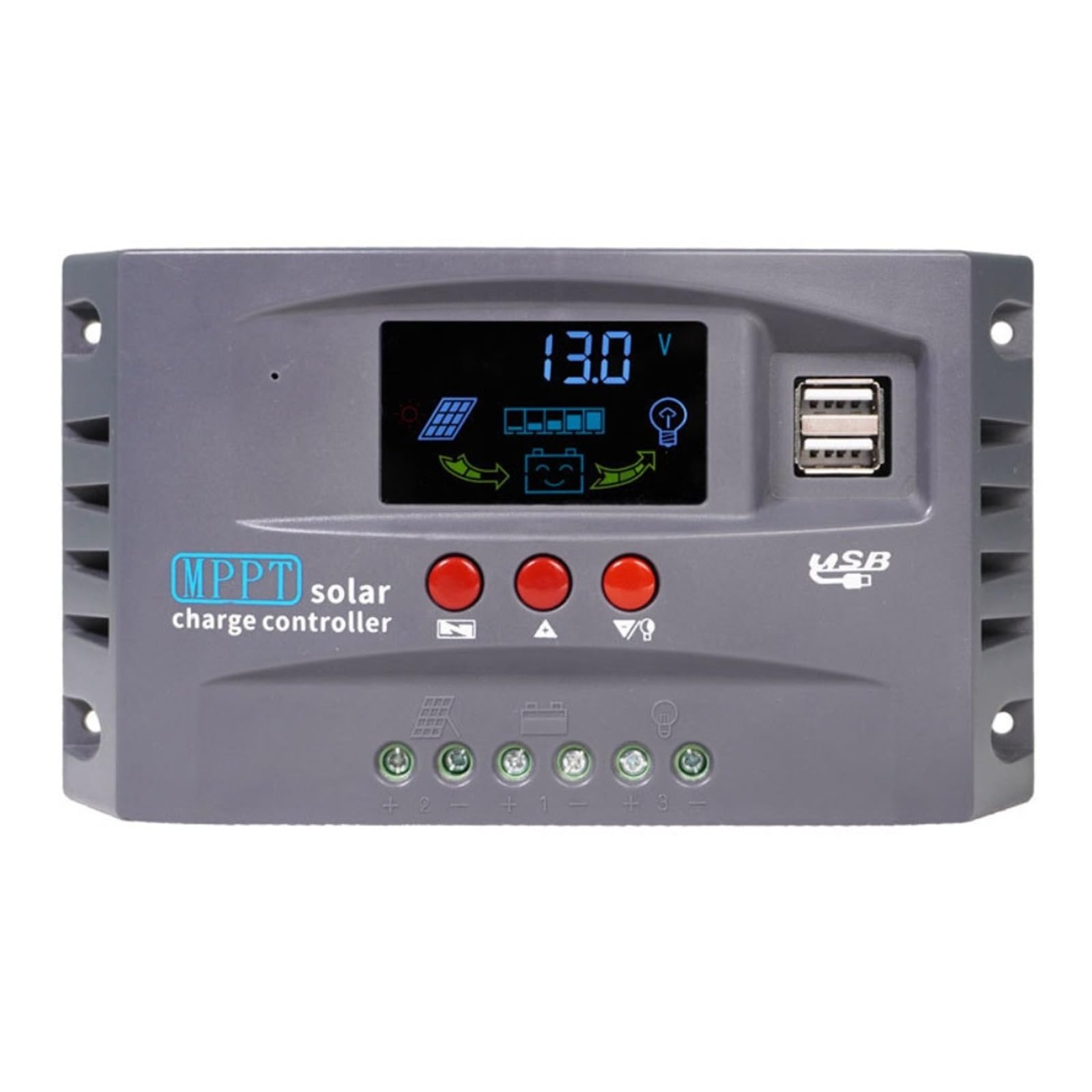 Regolatore Di Carica Solare MPPT 12V 24V 10/20/30A Schermo Colorato Pannello Doppio USB For Batteria Al Litio Piombo(20A)