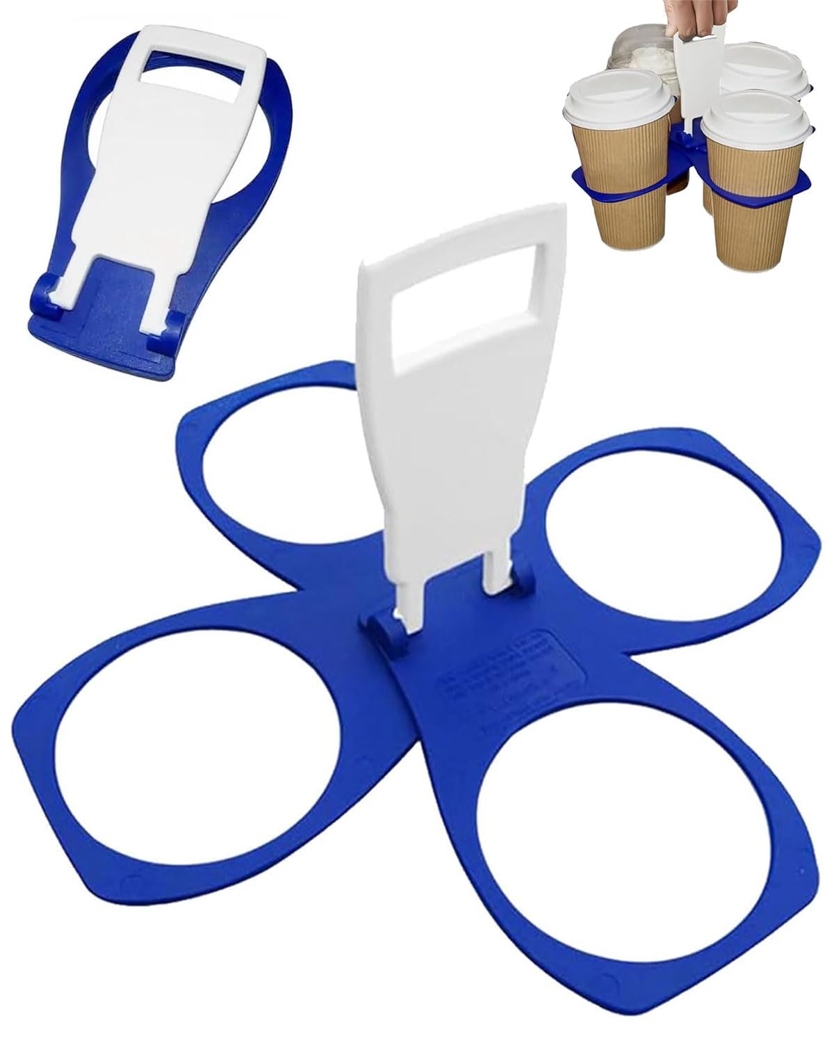 1 pezzi Portabicchieri pieghevole,Blu Portabevande con manico,Portatile,ripiegabile,per caffè,bibite,birra,birra,bevande,robusto formato tascabile riutilizzabile,Portabicchieri Con Manico