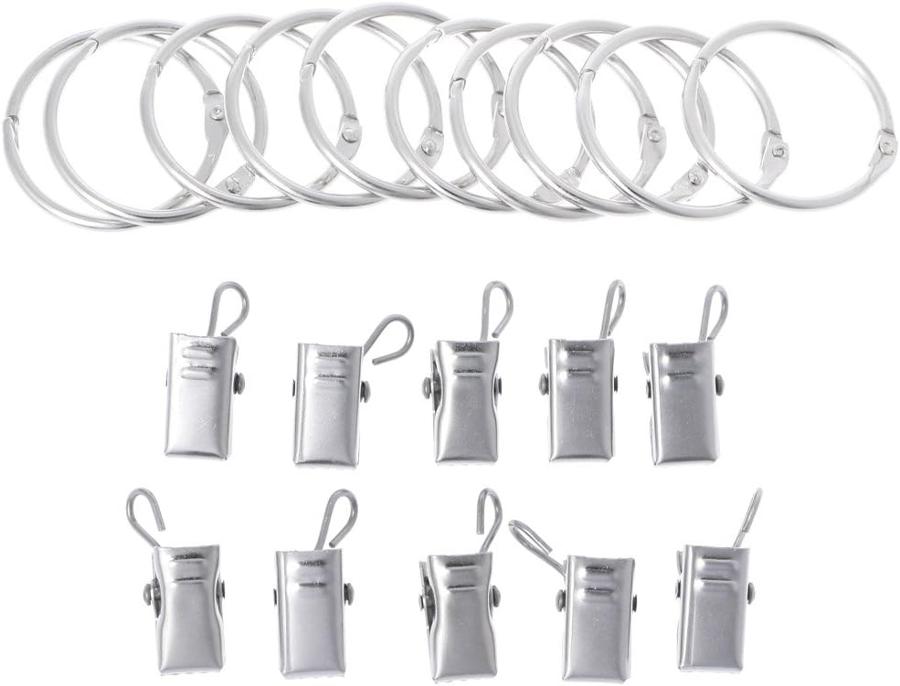 STARSHINE 10Pcs Stainless Steel Window Shower Curtain Clips