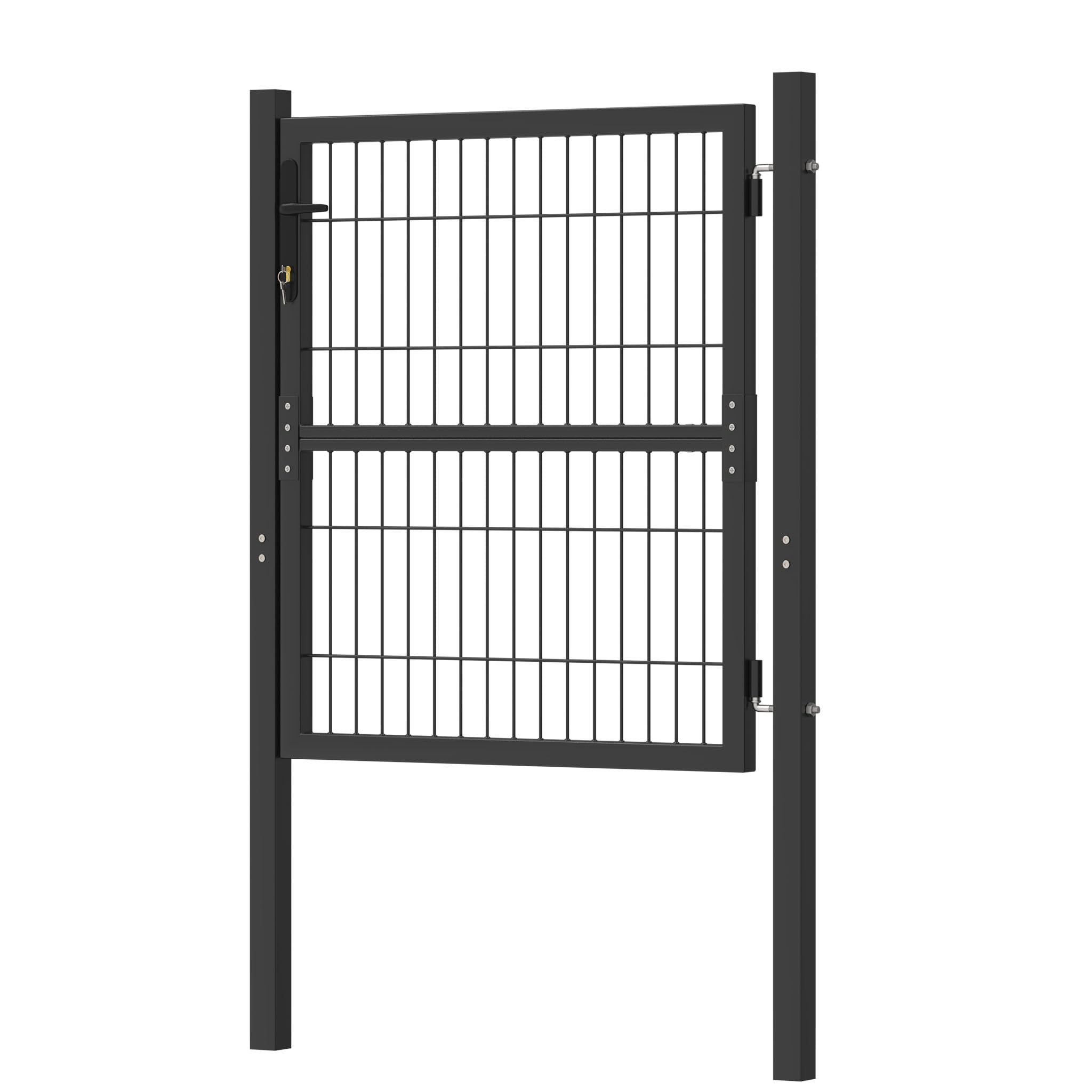 XMTECH Gartentür 100 x 100 cm Zauntor mit Schloss & Türklinke, Wetterfestes Einfahrtstor für Garten & Hof, Rostbeständig & Stabil, Anthrazit