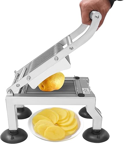 Picador de frutas de verduras, cortador manual de 0.394 in de grosor, herramienta de corte de acero inoxidable con 4 ventosas para restaurantes,