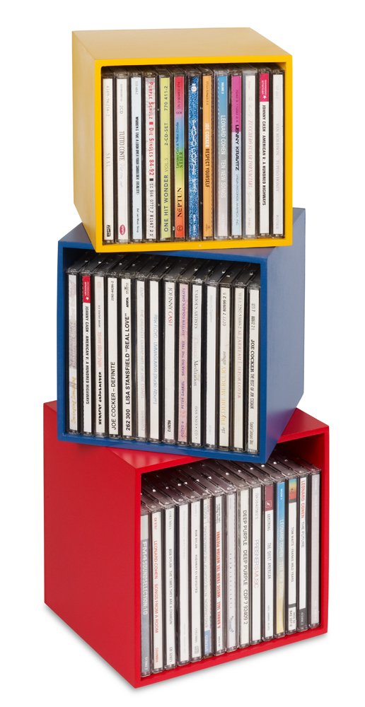Cubix Boîtes de Rangement CD en Bois - 3 Boîtes pour 40 CD, Design Décoratif et Attrayant