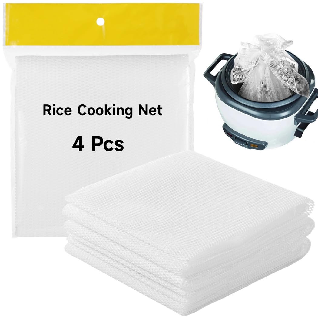 Tovaglioli a maglia fine per cuociriso, retine antiaderenti per sushi e riso, riutilizzabili, 4 reti per riso, resistenti al calore, per campeggio, ristoranti, case