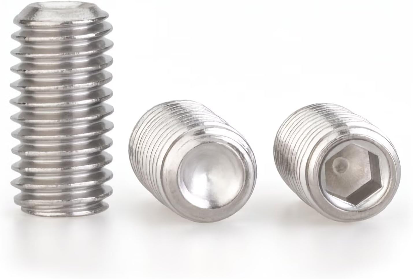 M3.5 x 5mm 50 Pcs Set Screws, Headless Concave End, Grub Screws with Internal Hex Drive, 304 Stainless Steel, Metric Thread, for Bathroom Fixtures, Towel Racks, Light Fixtures
