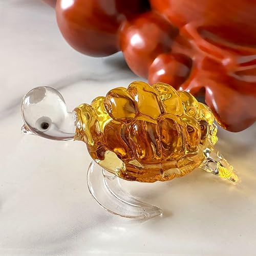 Miniatura 6 de Figura de tortuga marina de vidrio soplado a mano hecha a mano de cristal lindo animal artesanal pecera con adornos en miniatura, decoración del