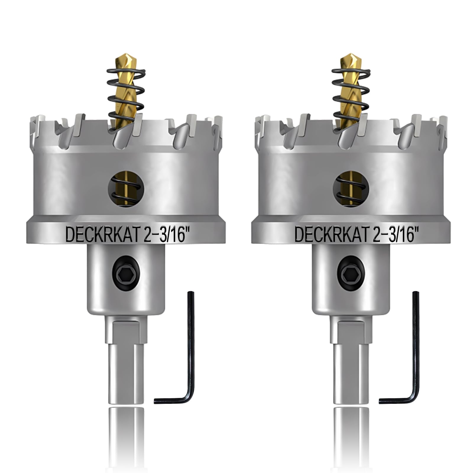 2-Pack 2-3/16" TCT Hole Saws for Hard Metal, Heavy Duty 55mm Tungsten Carbide Tipped Hole Cutters Set with Spring-Loaded Pilot Drill Bits for