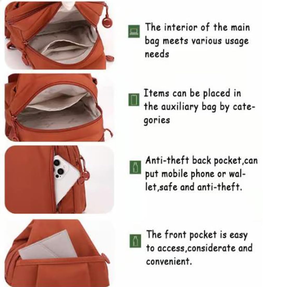 Waterproof 2-Way Commuter Bag, Large Capacity 3-in-1 Multifunctional Sling Bags for Backpack/Shoulder/Crossbody (A)