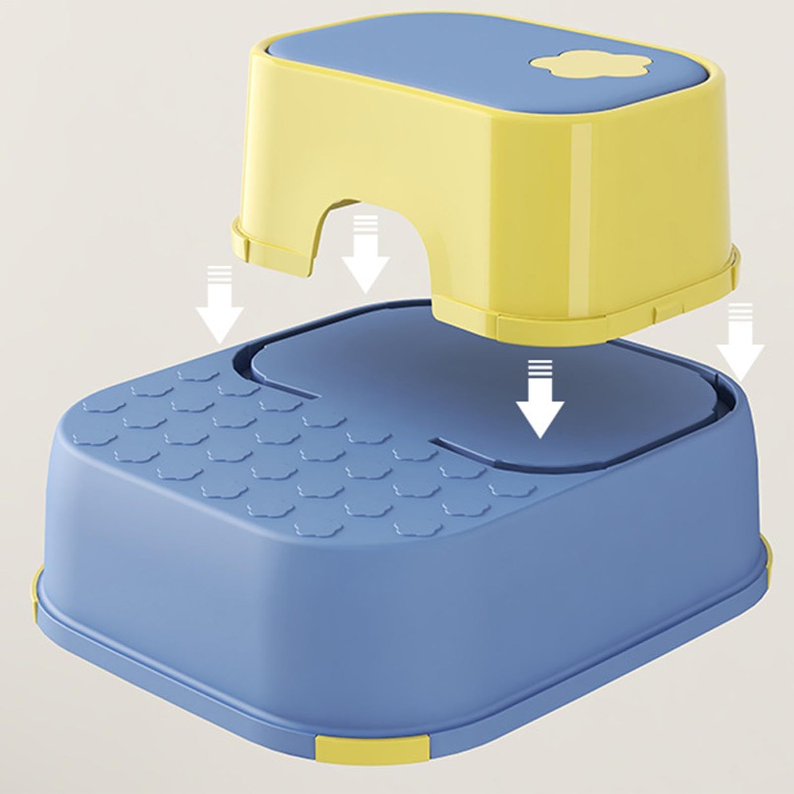 Sgabello bambini - antiscivolo staccabile | Sgabello due gradini bagno maniglie sicurezza, aiutante cucina ripiano gradini larghi, doppia altezza in imparare ad usare il vasino