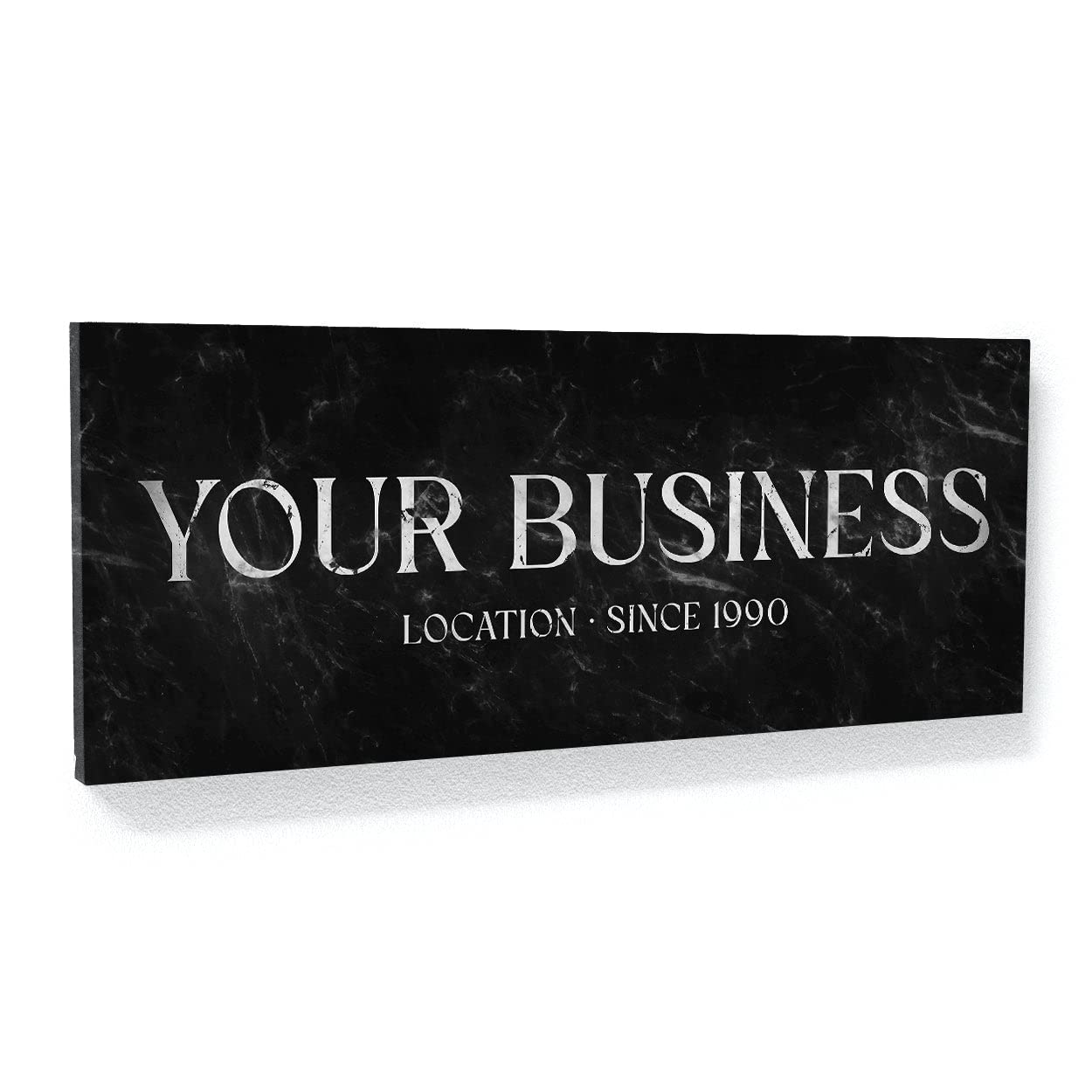 Sense Canvas Personalizado Your Business Company mármol negro cartel personalizado lienzo arte tu tienda – decoración del hogar arte de pared impresión póster pintura grande 40 x 16 / 0.75 pulgadas