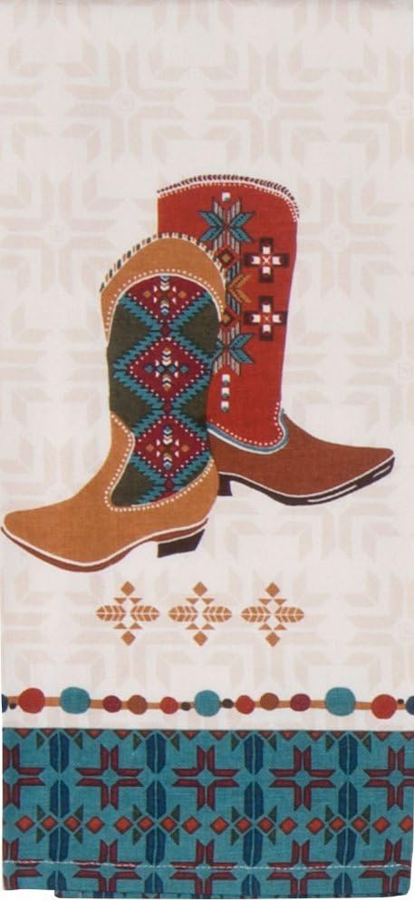 Southwest at Heart Kitchen Towel Set - Cowboy Boots & Cattle Skull (2 Item Bundle)