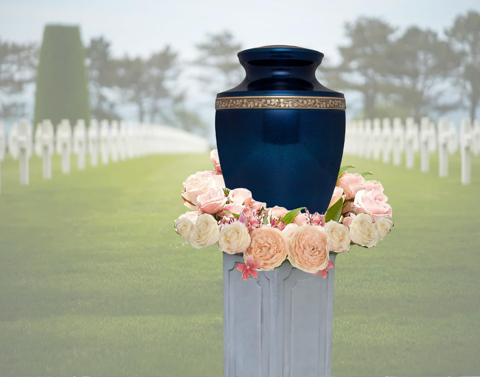 Liliane Memorials Messing Urne Blau - Erwachsenenurne Für Friedhof Oder Nische