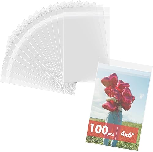 Mat Board Center (paquete de 100) fundas de plástico transparentes resellables de 4 34 x 6 12 pulgadas, bolsas de polipropileno autosellables para