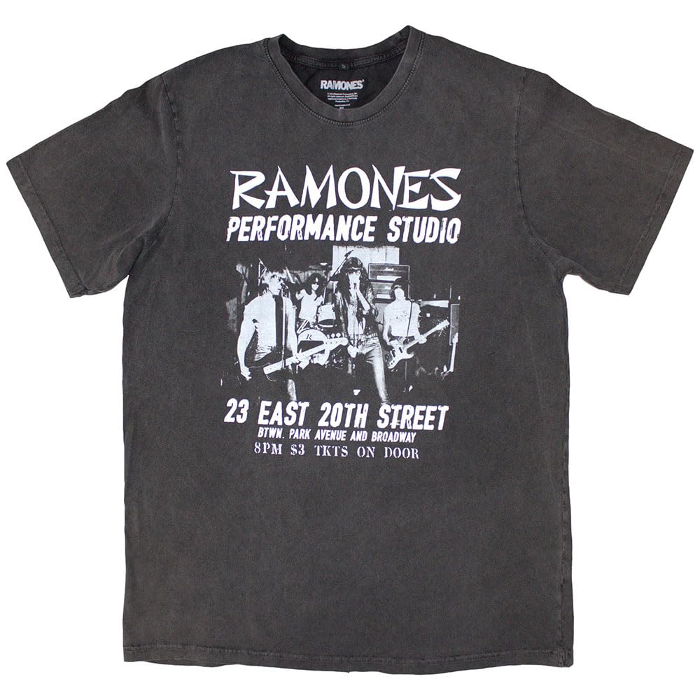Rock Off Officially Licensed Products Men's Charcoal Ramones East Village Limited Edition 999 Only Premium Wash T Shirt Xxl