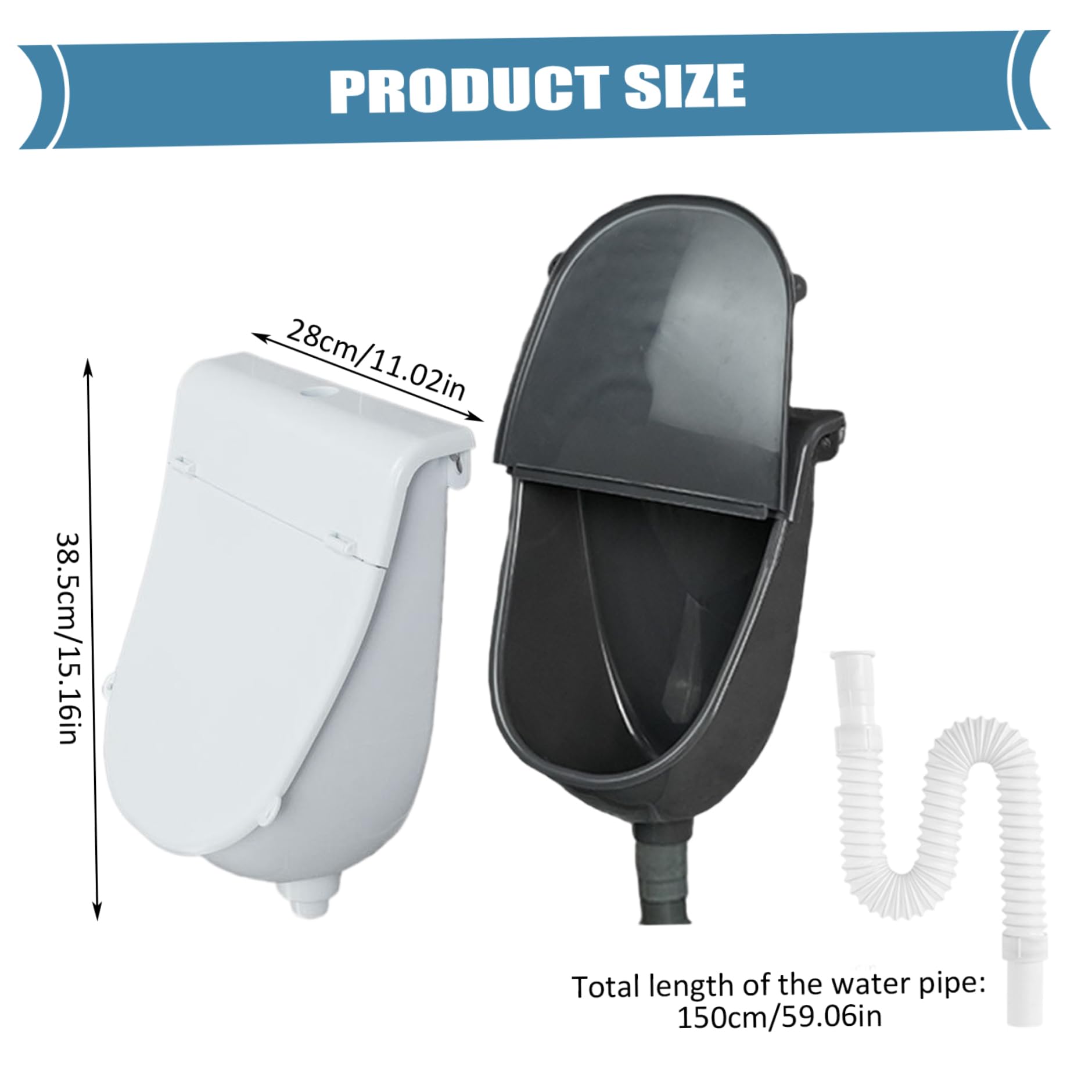 Urinarios de plástico para hombres, orinal sin agua, inodoro, montado en la pared, con cubierta y función de descarga para el hogar, dormitorio, jardín, autocaravana, blanco, urinarios de plástico pa