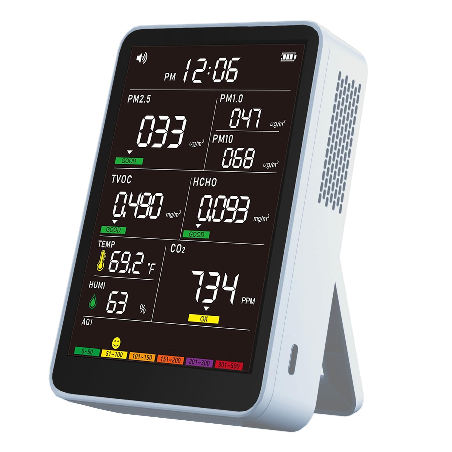 Photo 1 of 16-in-1 Indoor Air Quality Monitor, High-Precision Multi-Parameter Smart Air Quality Tester with HD Real-Time Color Screen, Portable Air Quality Monitor for Home, Office, Cars, School, Bedroom