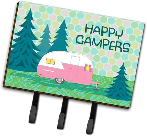 Caroline's Treasures VHA3004TH68 Happy Campers Glamping - Correa o llavero para remolque, ganchos de pared, ganchos para llaves, soporte para