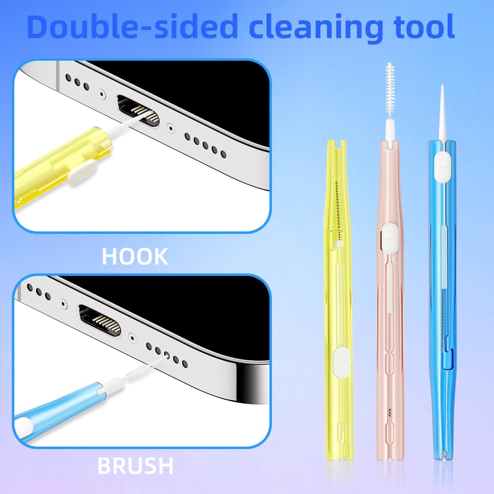 AXFEE Zestaw do czyszczenia telefonu komórkowego 4 sztuki, zestaw szczoteczek do czyszczenia portu telefonu USB C, szczoteczka do czyszczenia dwustronna, zestaw do czyszczenia ładowania, odpowiedni do